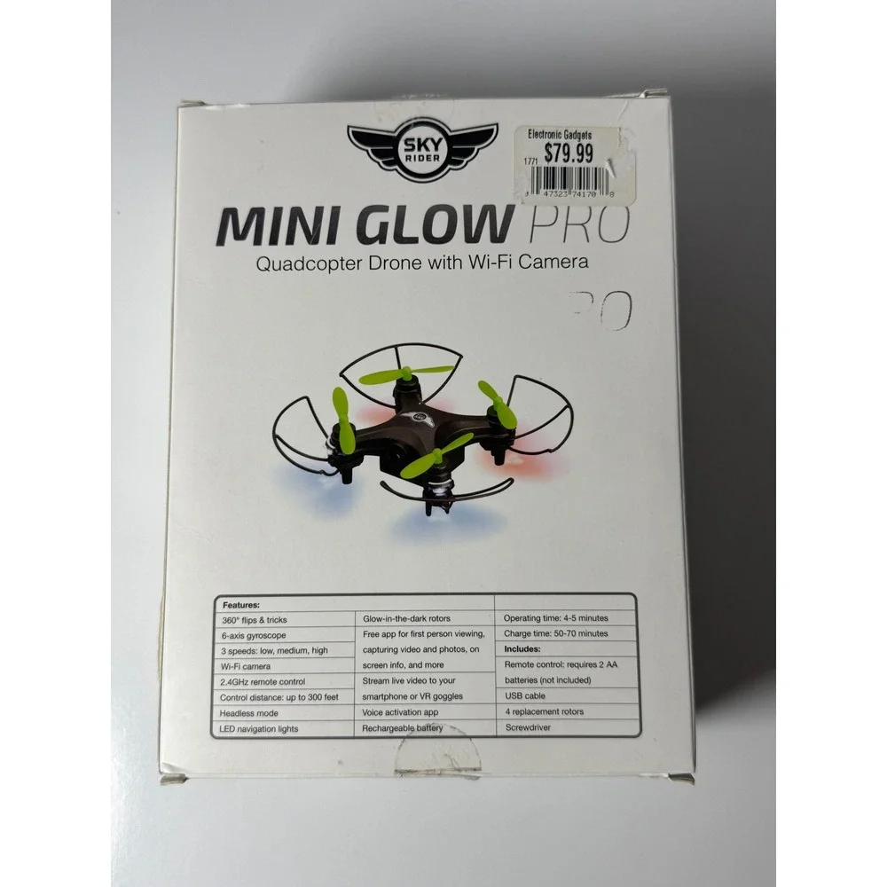 Sky Rider Mini Glow Pro Quadcopter Drone Wi-Fi Camera DRW417B Black Green